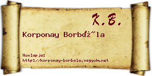 Korponay Borbála névjegykártya